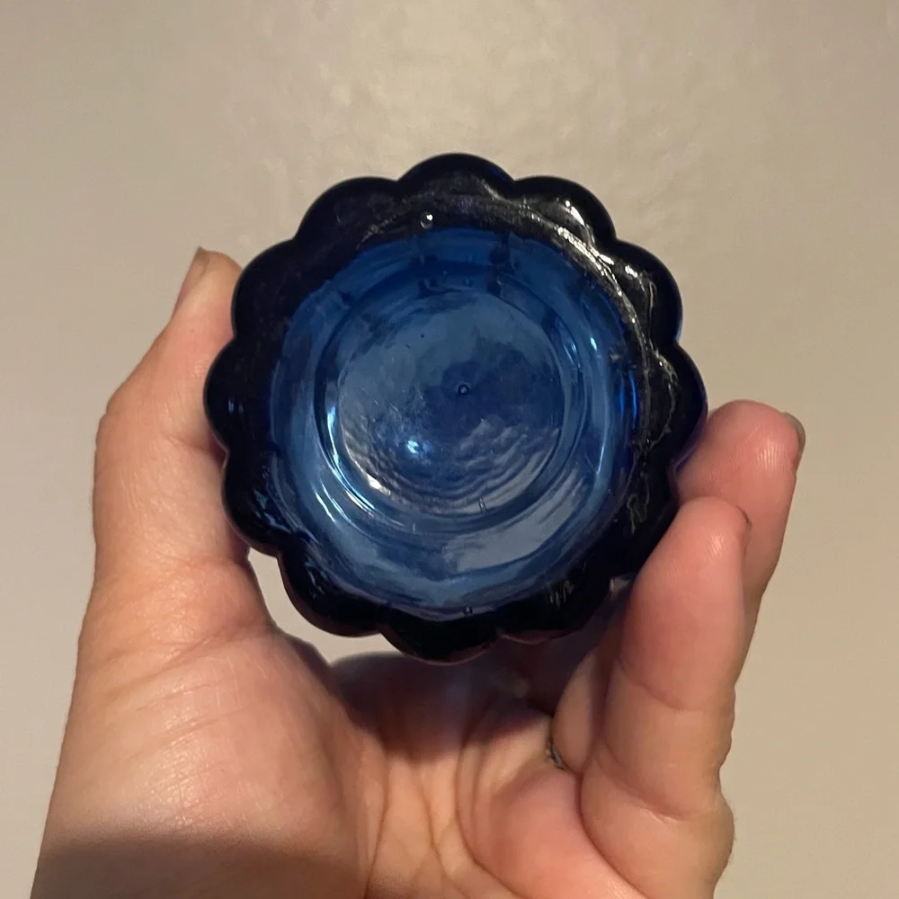 Vintage Small Blue Glass Bottle Vase
